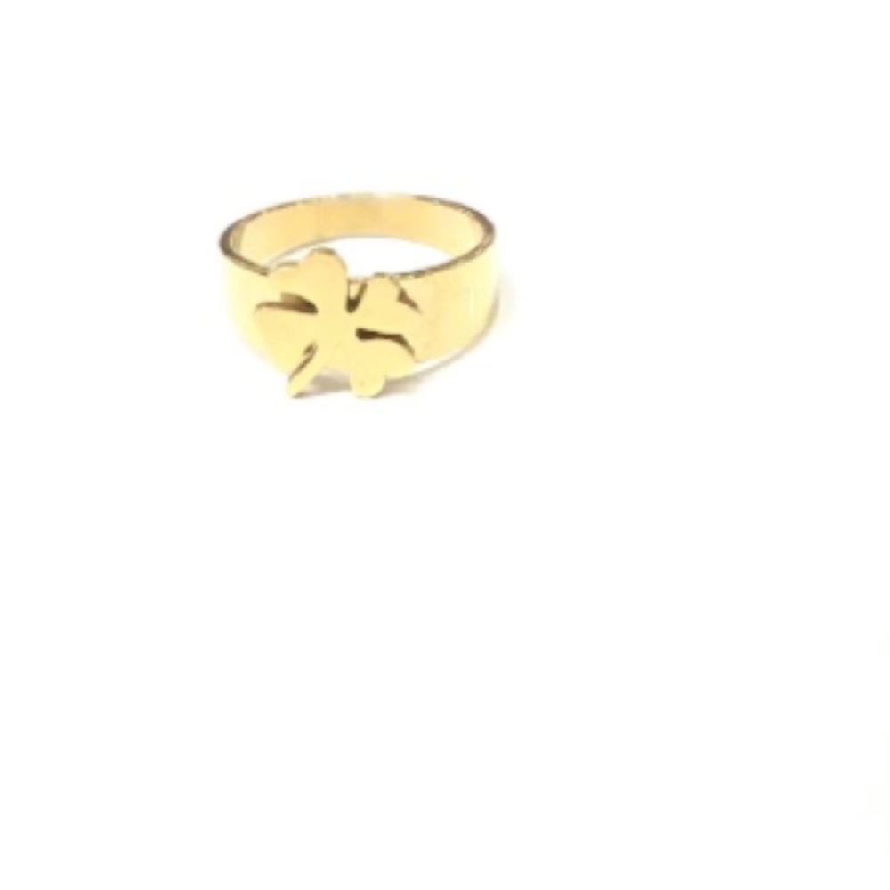 Gold Stainless Steel Shamrock Ring